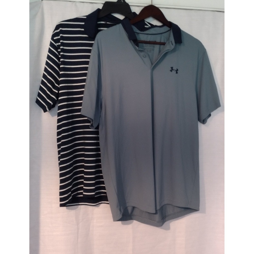 Lot of 2 Under Armour Men's XL Polo Shirts Golf HeatGear Loose Activewear